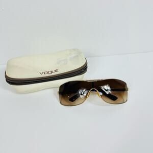 Vogue Gold Rhinestone Shield Style Sunglasses